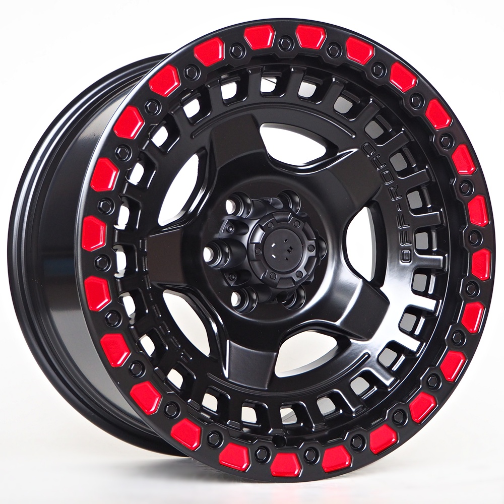 OF3 (4x4) 9X17 6X114,3 ET10 66,1 Matt Black + Red Line