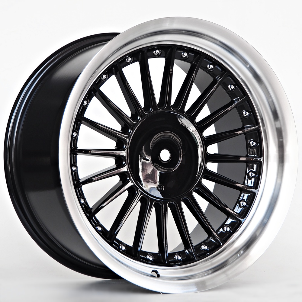 Steel 8X17 5X120 ET20 74,1 Black Machined Lip Chrome Rivets